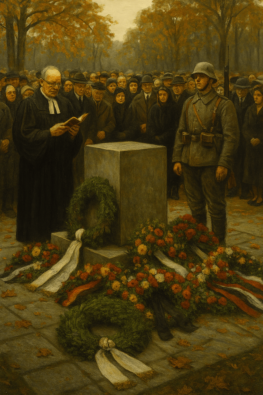 Eine neblige Dorfkir